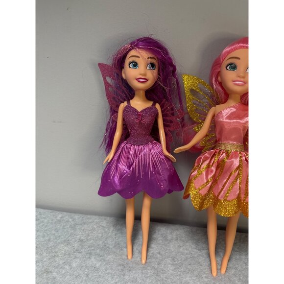 Zuru Sparkle Girlz Fairy Doll Set Pink & Purple Wings Glitter Dresses 10" Kids C - Picture 3 of 6